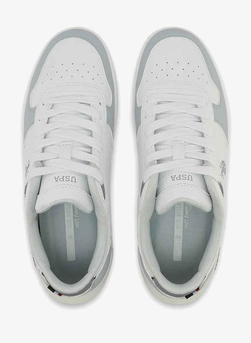 U.S. Polo Assn. white Women's White Sneakers - Soft Pastel Accents with Retro-Inspired Design and Cushioned Sole for Effortless Style and Comfort for Women | Best Price UAE